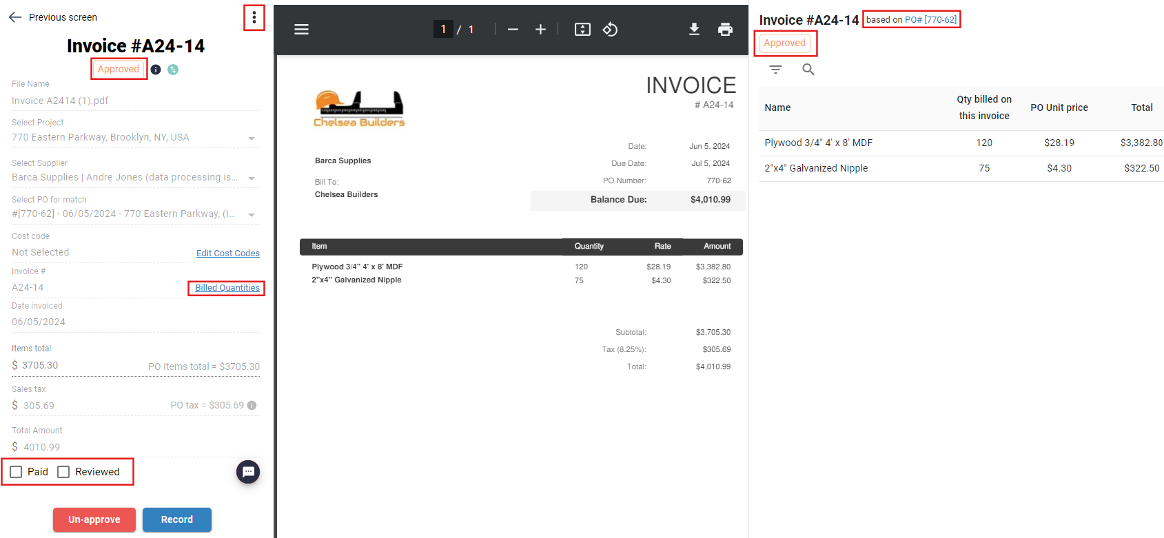 Invoice UI Updates