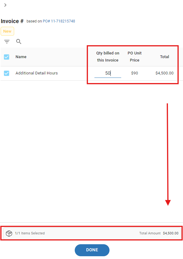 invoice total amount