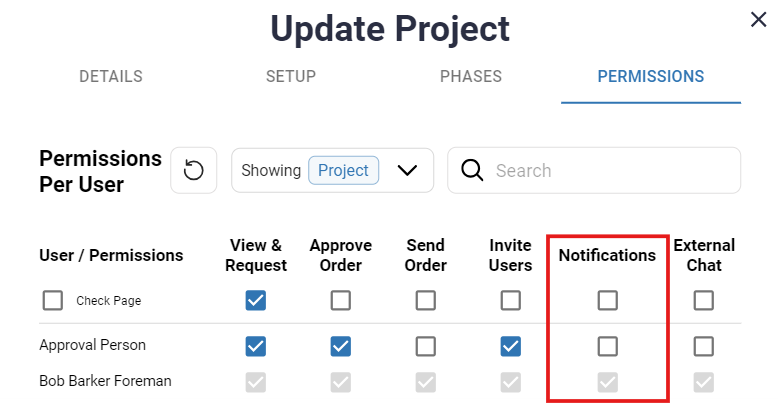 project notifications